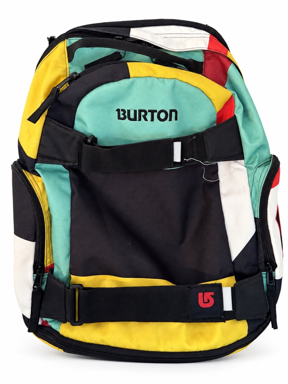 Burton Multicolor Backpack in Teal, Yellow & Black with Red Accents